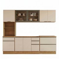 Cozinha Armario 5 Peças Paneleiro Balcao Para Pia 258 cm Etna Carvalho Oak Off White POLIMAN