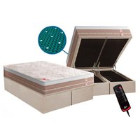 Cama Box Baú CRC King +Colchão Molas Bonnel c/Massagem Niponpedic Castor -