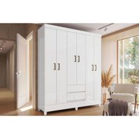 Guarda Roupa Casal 6 Portas c/Pés Fit Branco S. Andirá