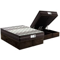 Cama Box Baú CRC Queen +Colchão Molas Bonnel Palace Probel 158x198