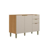 Módulo Cozinha Linea Selene Selene s/Tampo c/2 pta e 3 Gav 120cm Jequitiba/Off White Fosco Linea Brasil