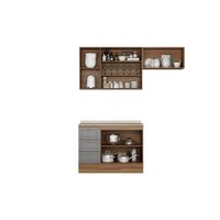 Cozinha Modulada Carraro 3 Peças Bella C3P24 Nogal/Cinza