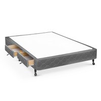 Cama Base c/Aux 2 Gavetas Casal Castor Poli Gray 138x188x27