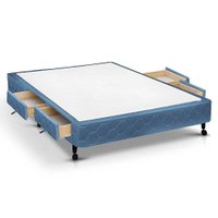 Cama Base c/Aux 4 Gavetas Casal Castor Poli Blue 138x188x 27
