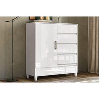 Cômoda Solteiro 1.4 Fit c/1 Porta e 4 Gavetas c/Pés Branco - S. Andirá