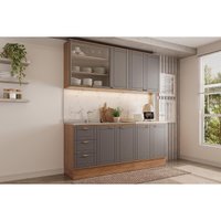 Cozinha Modulada Carraro 4 Peças Bella C4P249 Nogal/Cinza