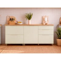 Gabinete p/ Pia Cozinha Nesher 2 Portas 4Gavs Marquesa Nature/Greige