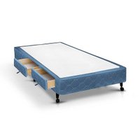 Cama Base c/Aux 2 Gavetas Solteiro Castor Poli Blue 78x188x27