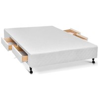 Cama Base c/Aux 4 Gavetas Casal Castor Poli White 138x188x27