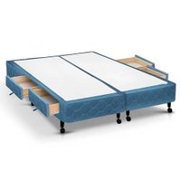 Cama Base c/Aux 4 Gavetas King Castor Poli Blue 193x203x27