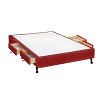 Cama Base c/Aux 4 Gavetas Casal Castor Poli Wine 138x188x 27
