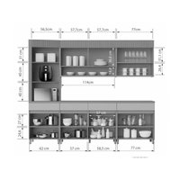 Cozinha Modulada Nesher Realeza 5 Peças CZ102 Carvalho/Greige