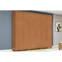 Guarda Roupa Casal 6 Portas c/Pés Áries Amendoa Clean Lopas