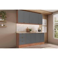 Cozinha Modulada Carraro 4 Peças Bella C4P252 Nogal/Cinza