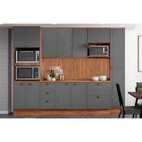 Kit Cozinha Carraro 9 Peças Bella C9P24 Nogal/Cinza