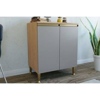 Balcão Cozinha Movelbento Rebeca c/2 Portas 70cm Mel/Cinza