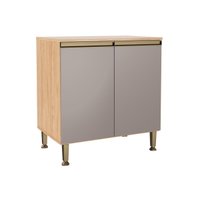 Balcão Cozinha Movelbento Rebeca c/2 Portas 80cm Mel/Cinza