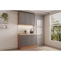Cozinha Modulada Carraro 2 Peças Bella C2P50 Nogal/Cinza