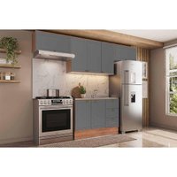 Cozinha Modulada Carraro 4 Peças Bella C4P254 Nogal/Cinza