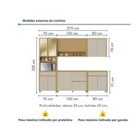 Cozinha Modulada Nesher Condessa Nesher 5 Peças Condessa CZ443 Carv/Greige