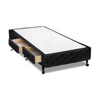Cama Base c/Aux 2 Gavetas Solteiro Castor Poli Black 78x188x27