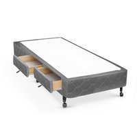 Cama Base c/Aux 2 Gavetas Solteiro Castor Poli Gray 78x188x27