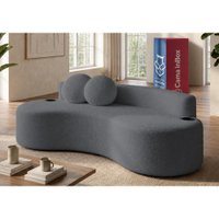 Sofá Veda 1,88m Xpand Tech Tecido bouclê Cinza Escuro Cama inBox