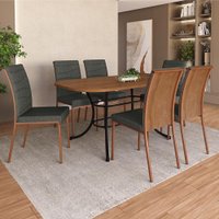Conjunto de Sala de Jantar 6 Cadeiras Salem Carraro Preto Rosê