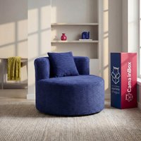 Poltrona Redonda Lena Xpand Tech Tecido Velourê Azul Cama inBox