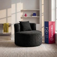 Poltrona Redonda Lena Xpand Tech Tecido Velourê Preto Cama inBox
