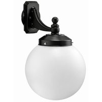 Arandela Luminária Globo 33x52cm Leitoso Preta em Alumínio para Parede Lâmpada E27 Dital