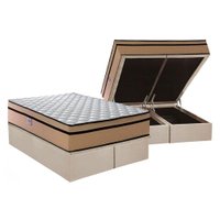 Cama Box Baú Queen: Colchão Anatômico Plumatex D45 Plumatex Selectus 24 + Base Universal Suede Clean CRC (158x198)