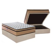 Cama Box Baú Casal: Colchão Anatômico Plumatex D45 Plumatex Selectus 24 + Base Universal Suede Clean CRC (138x188)