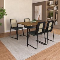 Conjunto de Sala de Jantar 4 Cadeiras Bulgaria Carraro Freijó Preto