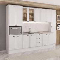 Armário de Cozinha Completa com Balcão Milla Harmony Carraro Branco