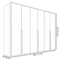 Guarda Roupa Casal 6 Portas 268 cm MDF Lizz Cedro Off White DCASA