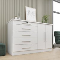 Cômoda com 2 Portas e 5 Gavetas 136cm Multimóveis CR35478 Neve