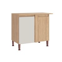 Gabinete de Cozinha Modulado c/ Tampo Rebeca Canto 94cm Mel/Off White - Movelbento