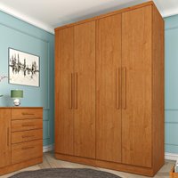 Guarda-roupa Solteiro com 4 Portas e 2 Gavetas 133cm Multimóveis CR35480 Cinamomo