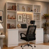 Escrivaninha com Estante Escritório 2 Portas e 5 Prateleiras Smart Multimóveis MP6075