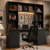 Escrivaninha com Estante Escritório 2 Portas e 5 Prateleiras Smart Multimóveis MP6075