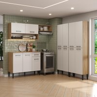 Armário de Cozinha Compacta Arizona Fusion Theree Carraro Carvalho com Branco