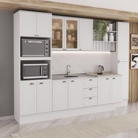 Armário de Cozinha Completa com Balcão Milla Sienna Carraro Branco