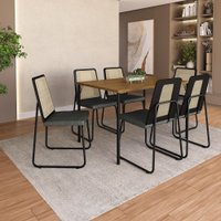 Conjunto de Sala de Jantar 6 Cadeiras Bulgaria Carraro Freijó Preto