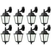 Kit 8 Arandelas Luminárias Parede Coloniais E27 Preto Lente Fosca 28x52cm Soberana Dital
