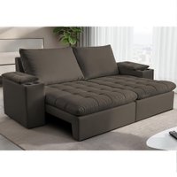 Sofá Retrátil e Reclinável 2,30m Milano com Porta Copos Velupluma Café Cama inBox