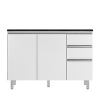 Balcao Com Tampo 120 cm 3 Portas 2 Gavetas Evidence Branco POLIMAN