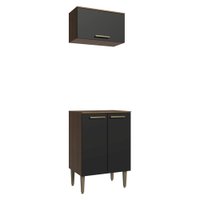 Kit Cozinha com Armário Aéreo e Balcão 60 cm Rustic/Preto Lille Madesa
