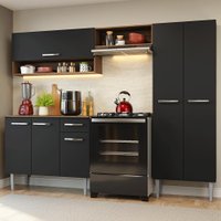 Armário de Cozinha Completa 220 cm Rustic/Preto Deli Madesa 01