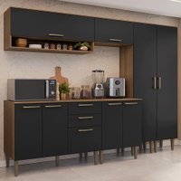 Armário de Cozinha Completa 245 cm Rustic/Preto Lille Madesa 01